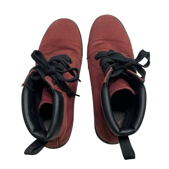 Dr Doc Martens - Maelly Women’s Ankle Boots / Lace Up Booties - Red Canvas - 8 - Picture 2 of 9